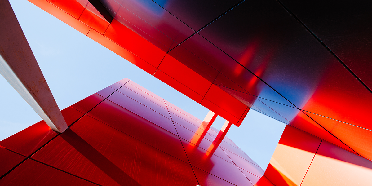 modern red metal facade